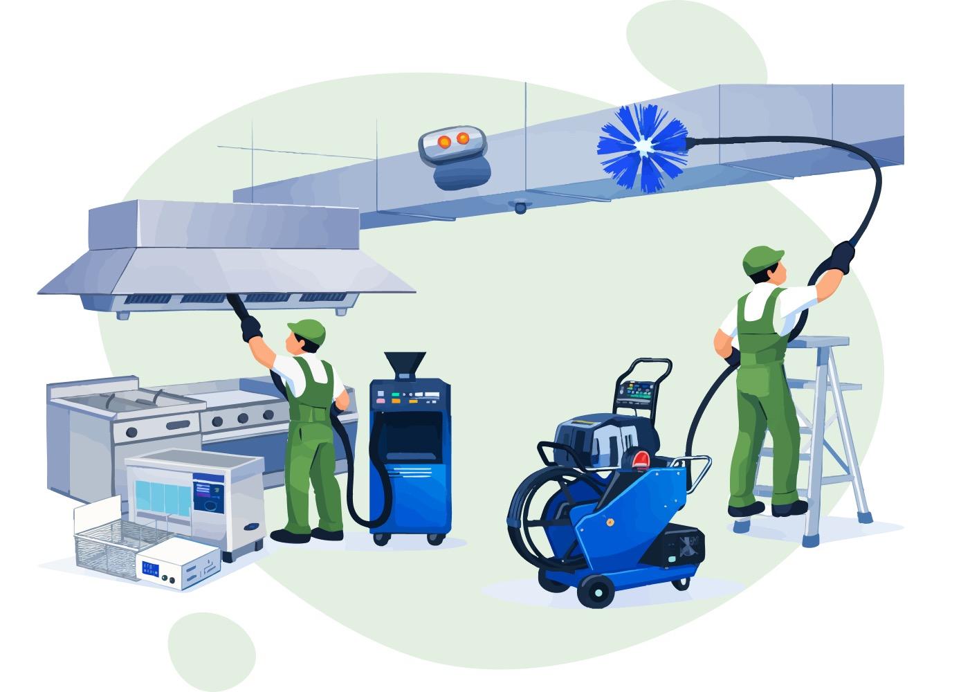 Оборудване за професионално почистване в действие